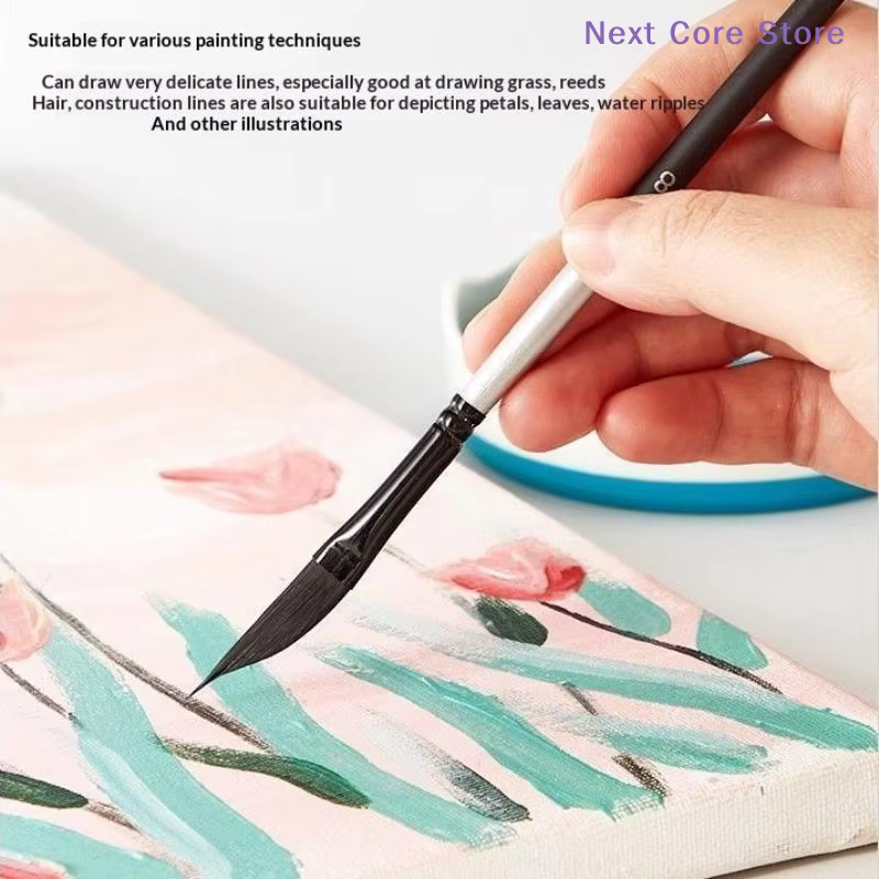 [NC] 1/4 pièces Pinceaux de dessin artistique peints à la main, Pinceaux à fil métallique, Pinceaux à gouache en forme de couteau, Stylos d'aquarelle, Stylos de peinture à l'eau [NC]