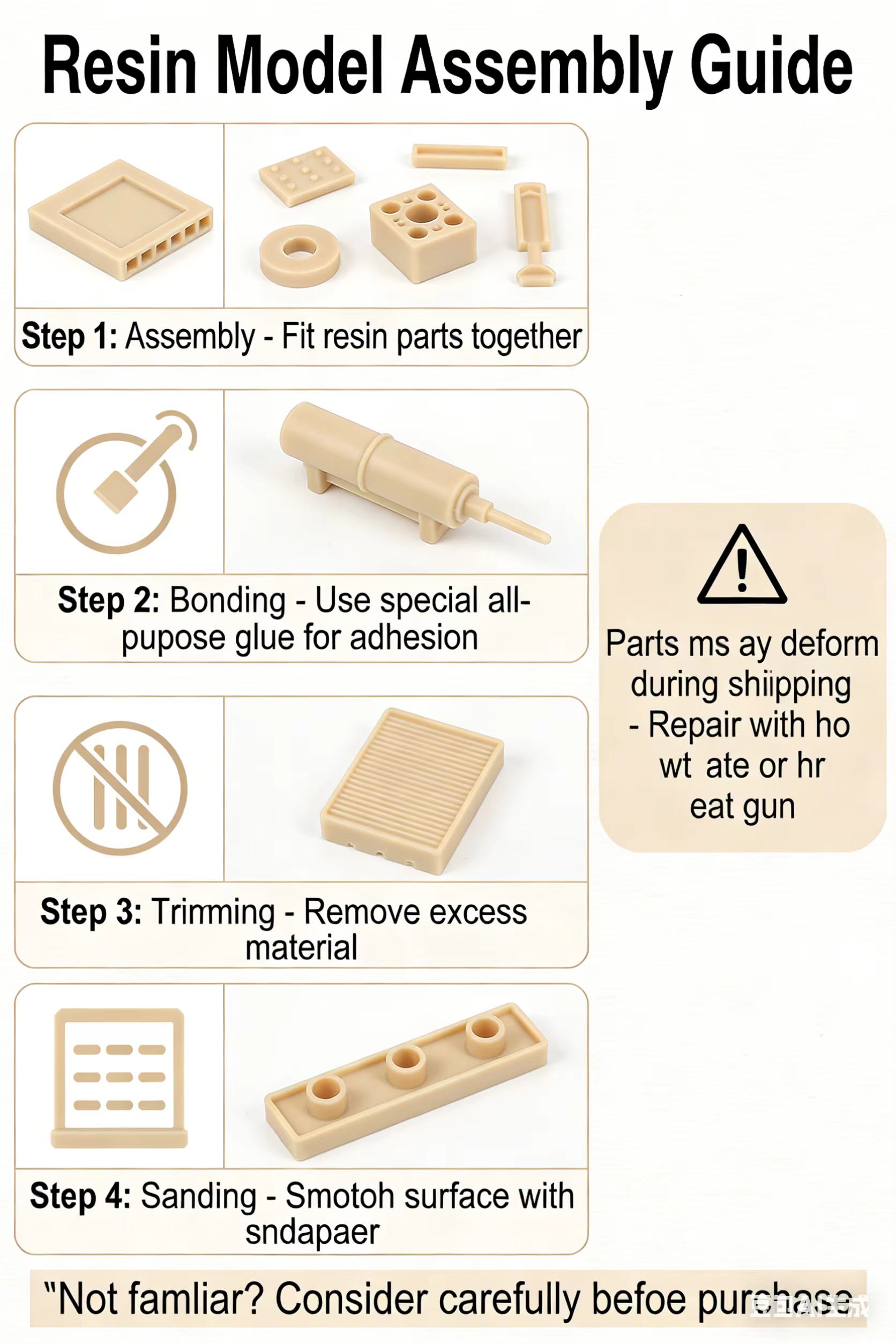 Comprend la base, le kit d'assemblage de modèle en résine, le kit de modèle en résine GK avec 4 numéros, non peint.