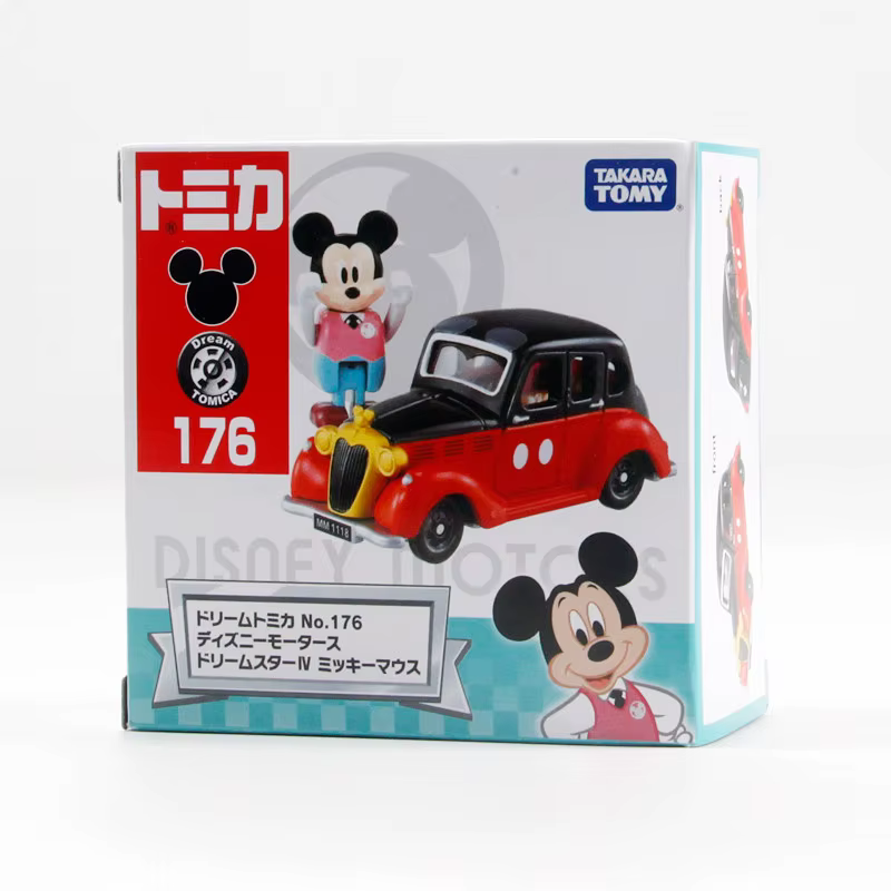 Voiture miniature en alliage moulé sous pression TAKARA TOMY Dream Tomica Disney Dream Star Mickey Mouse Classic Retro Roadster avec figurine miniature