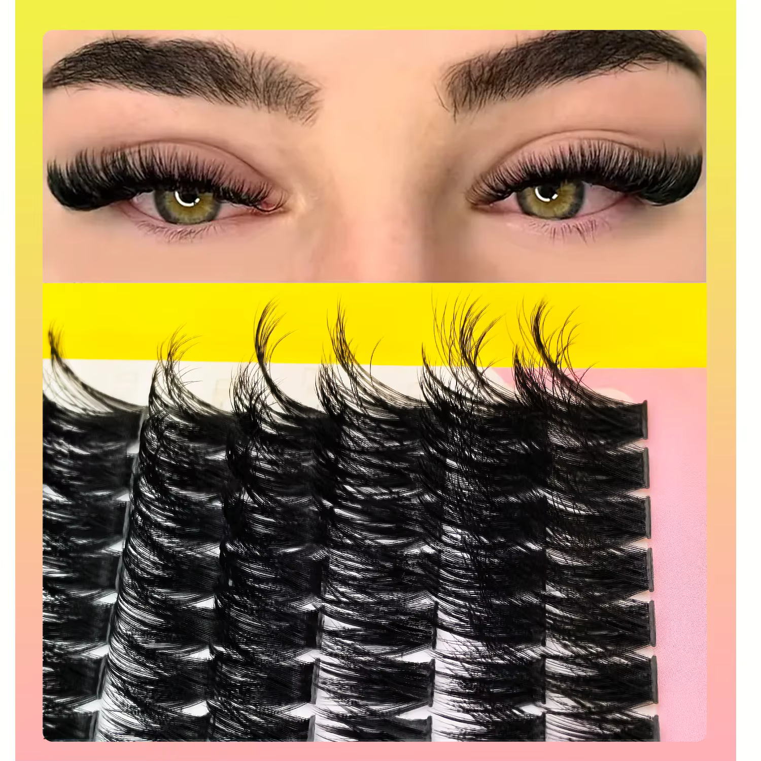 192 pièces de grappes de cils en faux vison – Cils individuels longs D Durl, aspect doux et naturel, longueurs mixtes pour extensions de cils DIY