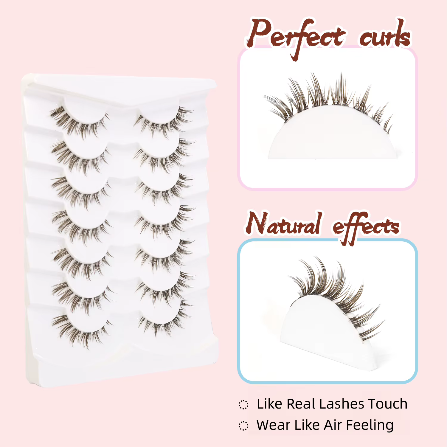 7 paires de faux cils brun foncé