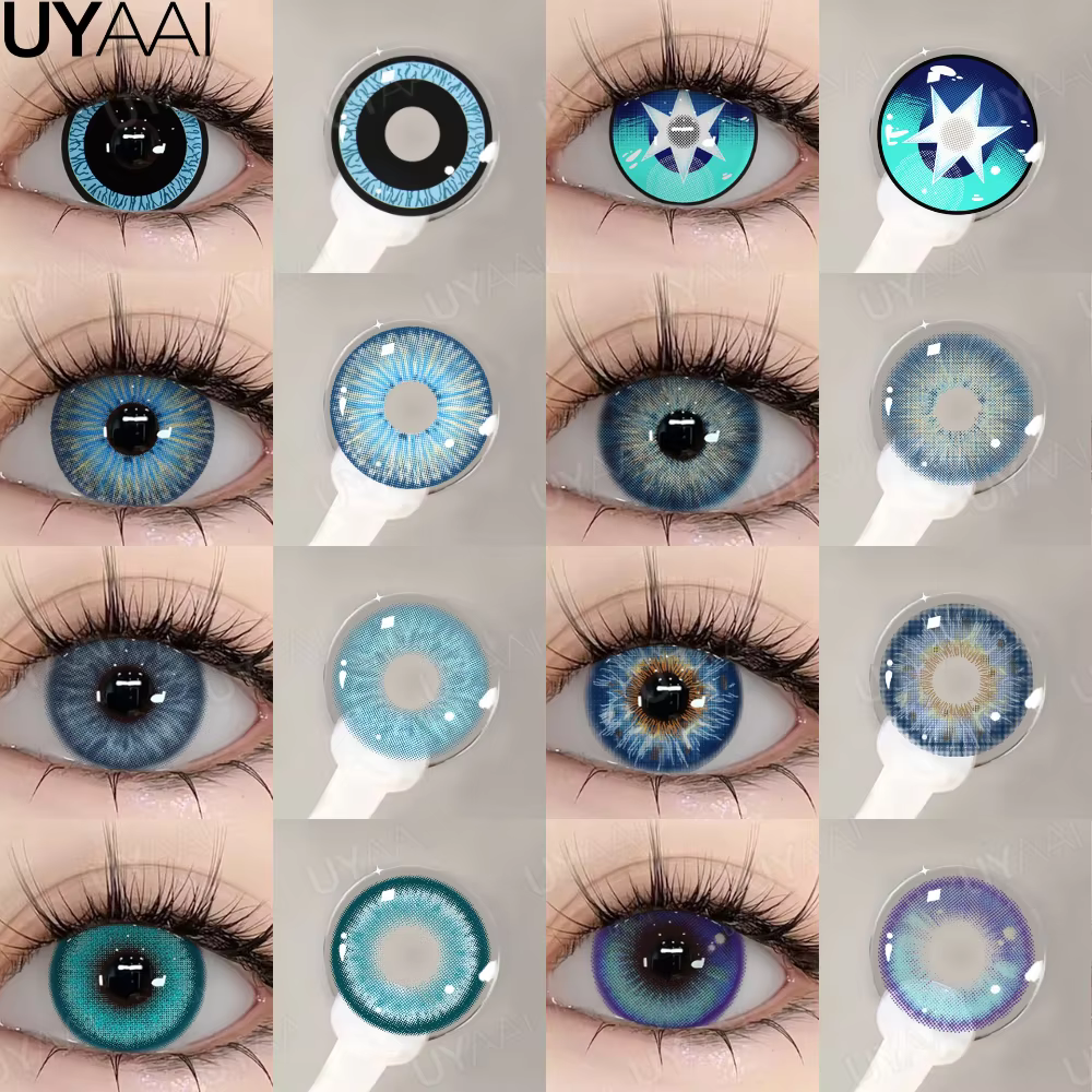UYAAI Cosplay lentilles de Contact cosmétiques colorés élèves Hallowen Contacts beauté femmes maquillage lentille bleue