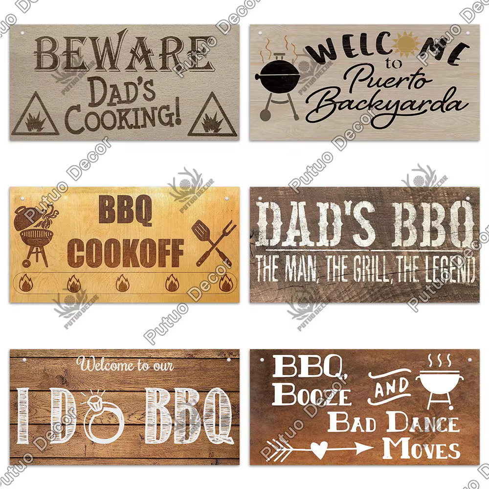 Putuo Decor-Panneau de barbecue en bois, plaque décorative pour la maison, la cuisine, l'arrière-cour, décoration murale, plaques de gril, cadeau