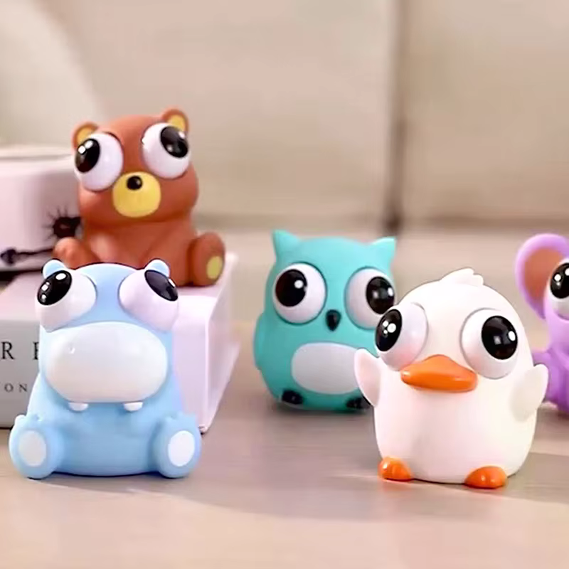 Jouets sensoriels animaux de dessin animé à presser, nouveauté amusante, jouet anti-stress et anti-anxiété, œil rebondissant, cadeaux pour enfants et adultes