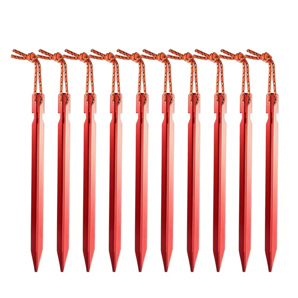 Tente en alliage d'aluminium de 18cm, 10 pièces/lot, piquets robustes pour voyage en plein air, accessoires de Camping, bâche, clous ultralégers, cheville au sol