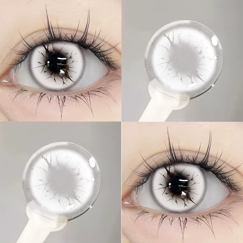 Paire Halloween Cosplay lentilles de Contact colorées pour les yeux Anime noir blanc couleur Contacts cosmétiques