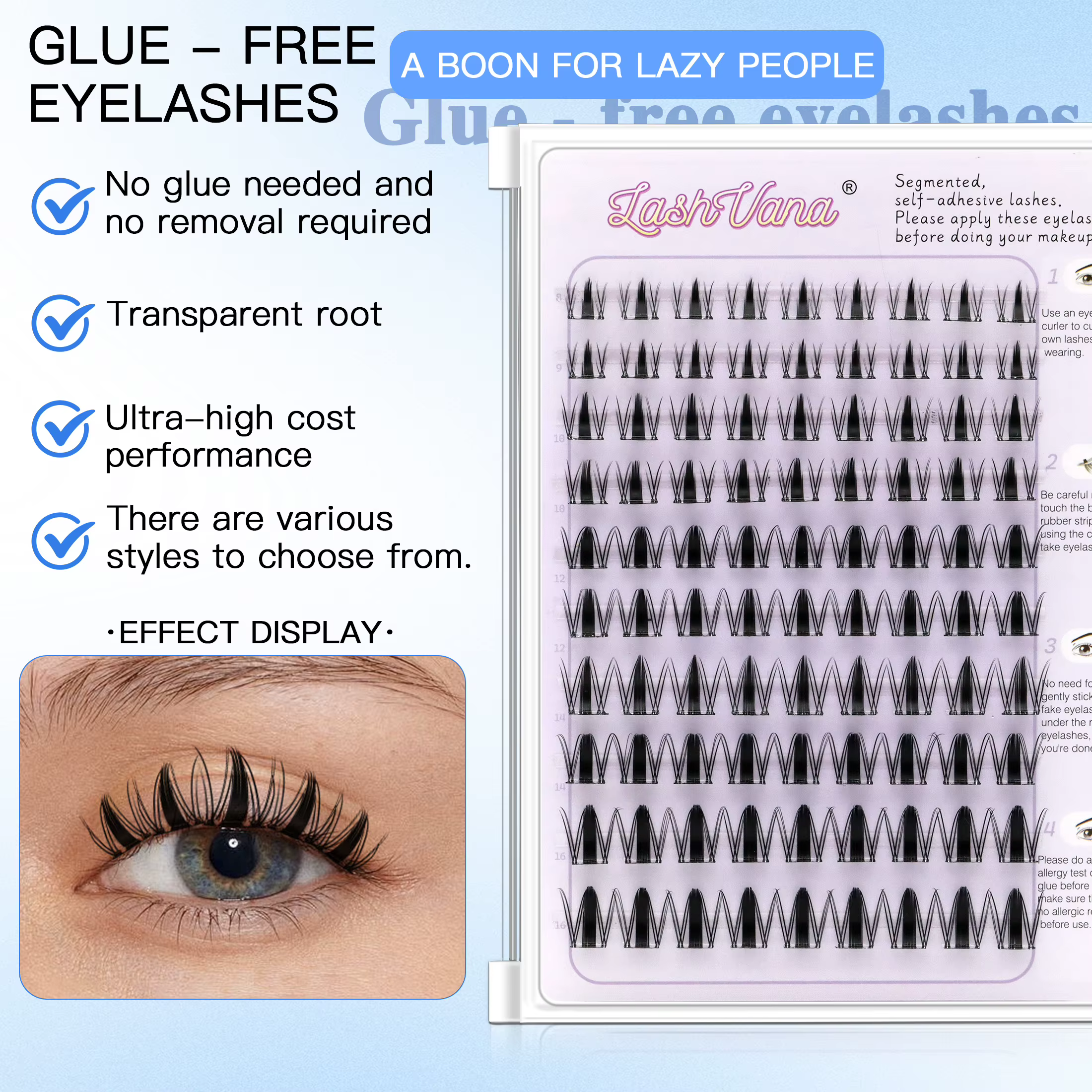 Faux cils autocollants sans colle