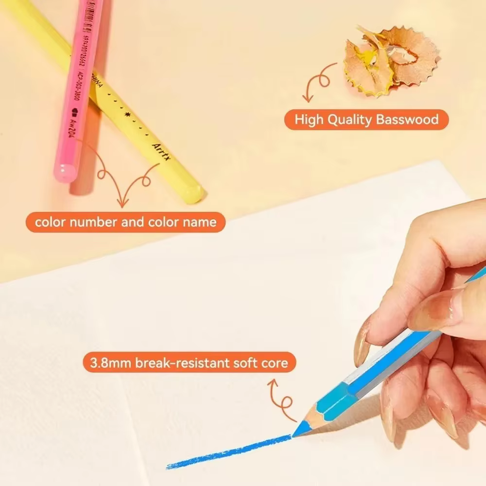 Arrtx 72 couleurs ensemble de crayons de couleur solubles dans l'eau avec brosse en Nylon crayon aquarelle fournitures d'art pour dessin croquis coloriage