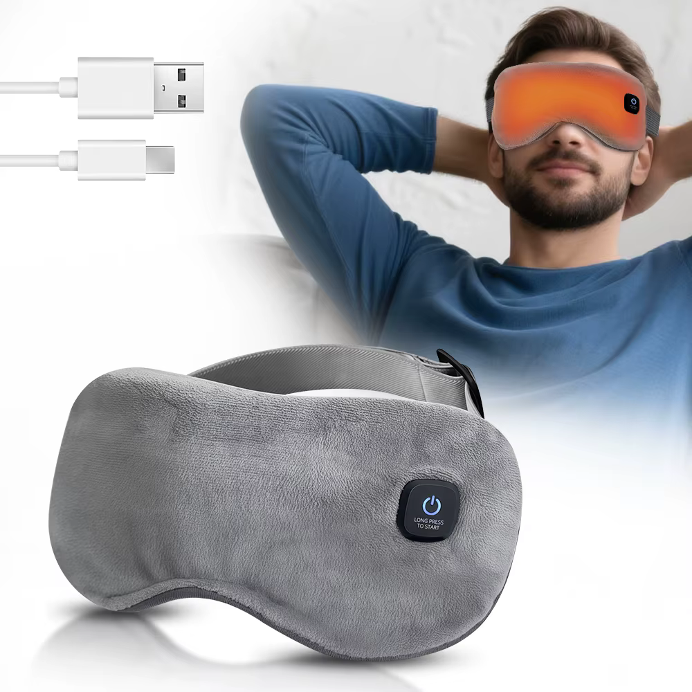 Masque oculaire chauffant sans fil avec massage par vibration électrique
