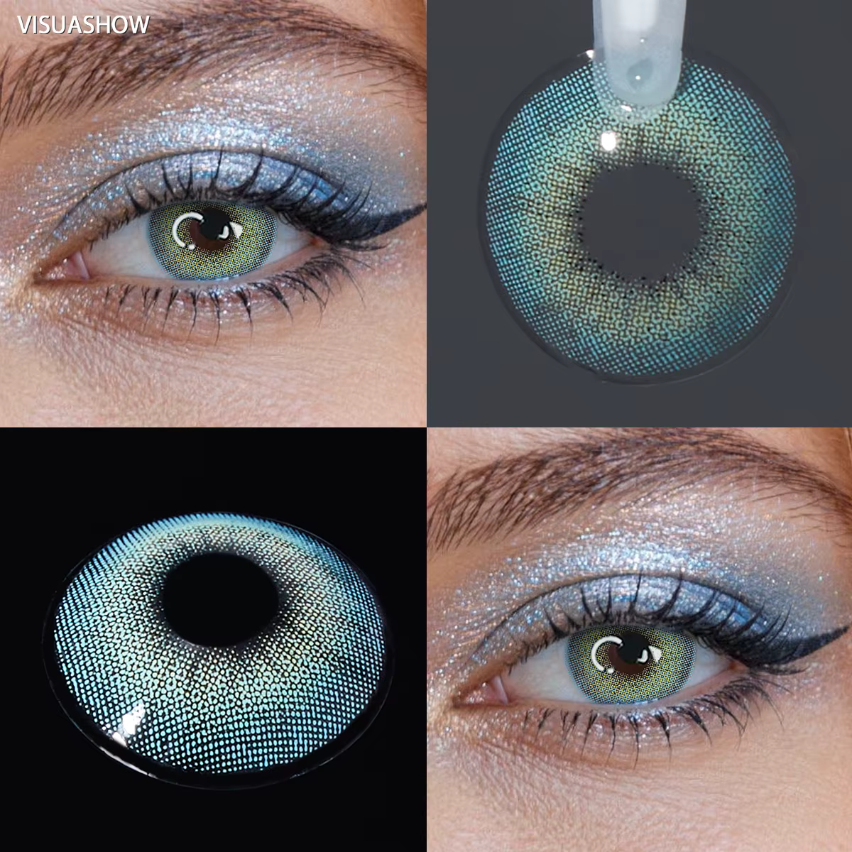 VISUASHOW Lentilles de contact colorées bleu océan naturel demi-annuelles 14