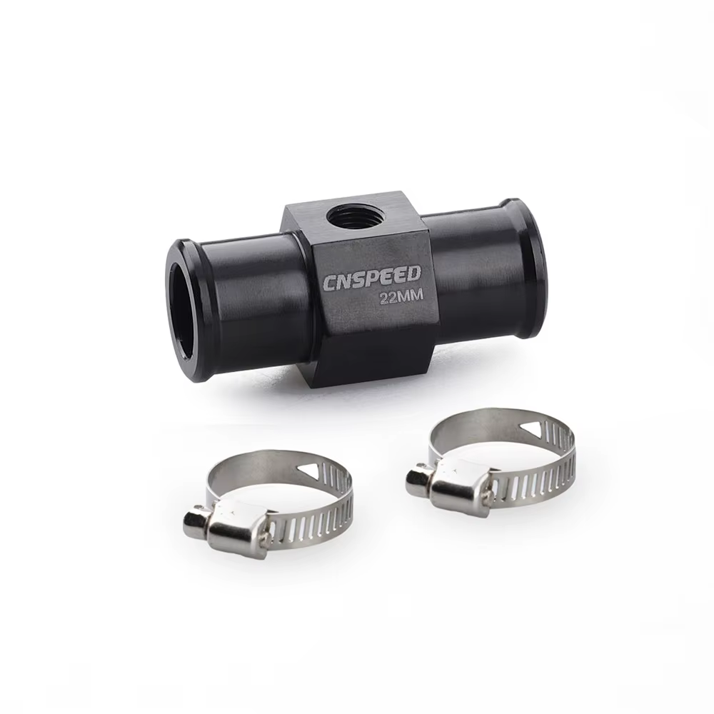 Adaptateur de raccord de tuyau de liquide de refroidissement noir pour capteur de température d'eau 1/8NPT 18mm 20mm 22mm 24mm