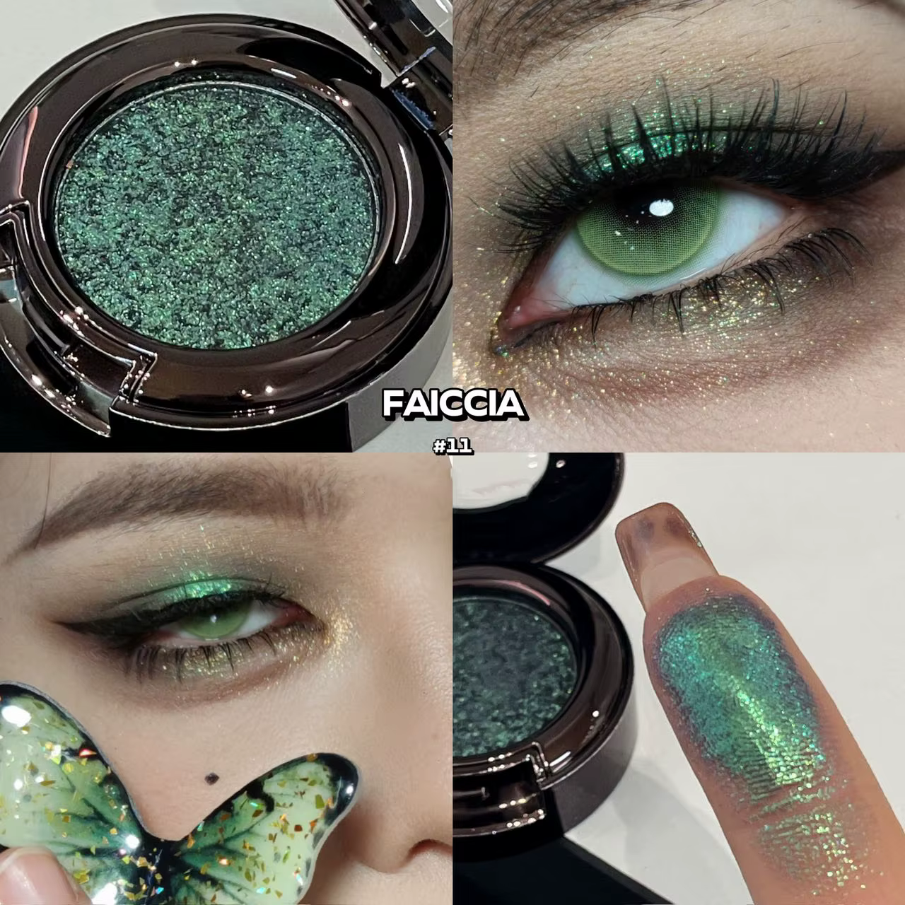 Palette de fards à paupières vert fumé effet caméléon