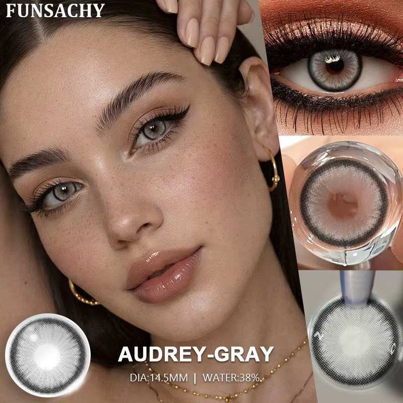 FUNSACHY 1 Paire de Lentilles de Contact Naturelles Colorées pour les Yeux Marron Gris