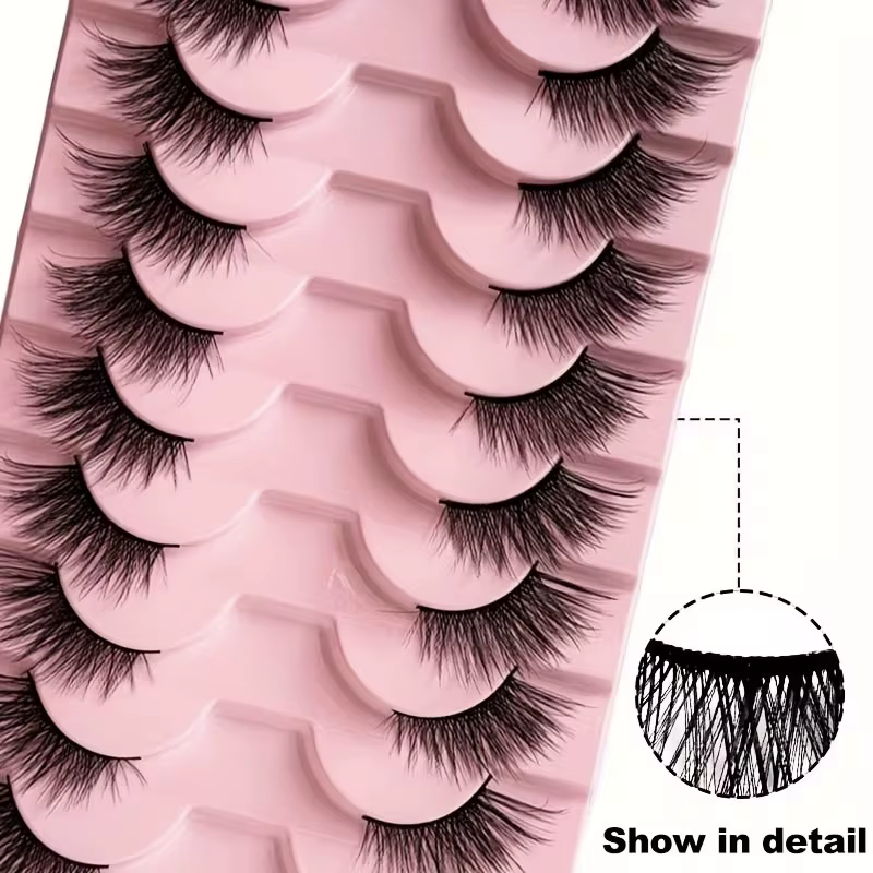 10 paires de cils épais effet œil de chat