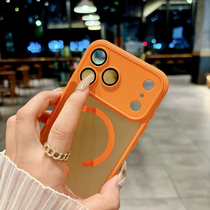 Nouveau Orange 17 pro max coque de téléphone pour iPhone 17 AIR 17 PRO Max magnétique translucide mat caméra Film de verre protéger Magsafe couverture