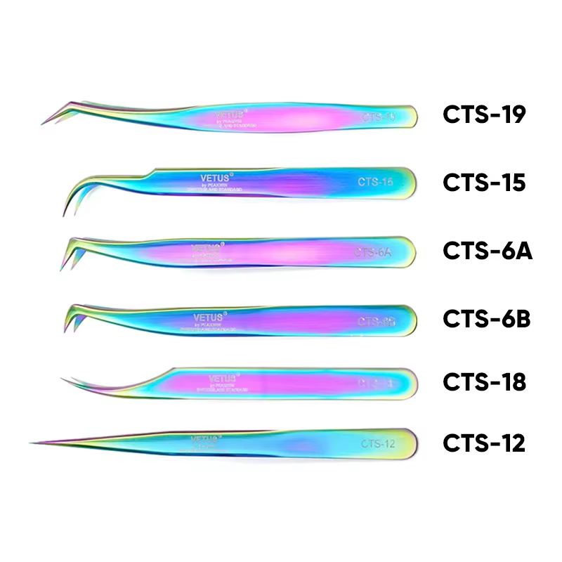 VETUS – pincettes argentées originales de la nouvelle série MTS pour Extensions de cils