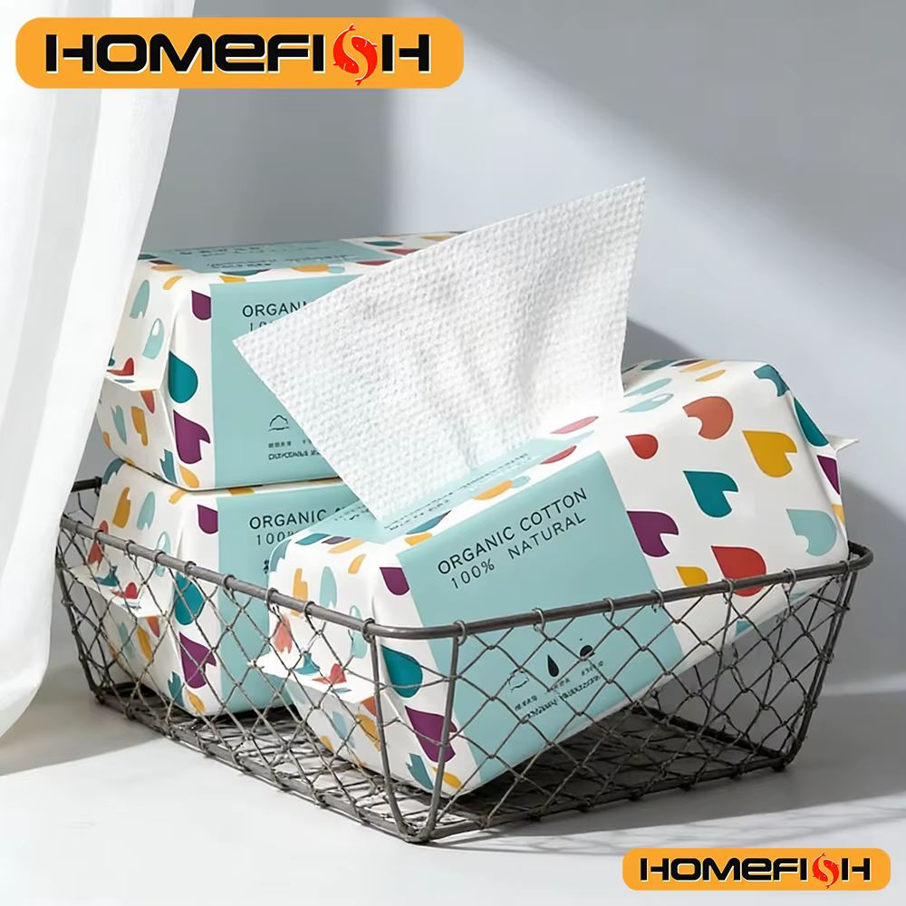 Serviettes jetables épaisses en coton doux – Lingettes nettoyantes pour le démaquillage à sec et les soins de la peau
