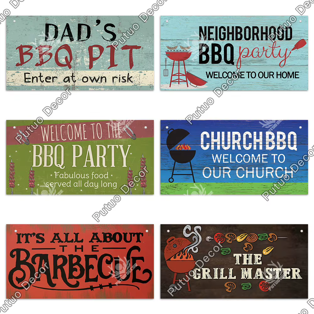 Putuo Decor-Panneau de barbecue en bois, plaque décorative pour la maison, la cuisine, l'arrière-cour, décoration murale, plaques de gril, cadeau