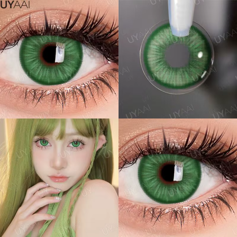 UYAAI 1 paire vert Cosplay élèves colorés pour les yeux lentilles de Contact haute qualité