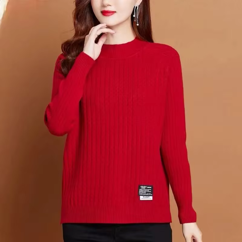 Bas petit haut femme manteau 2026 automne hiver nouveau pull de haute qualité col mi-haut pull tricots femmes hauts à la mode