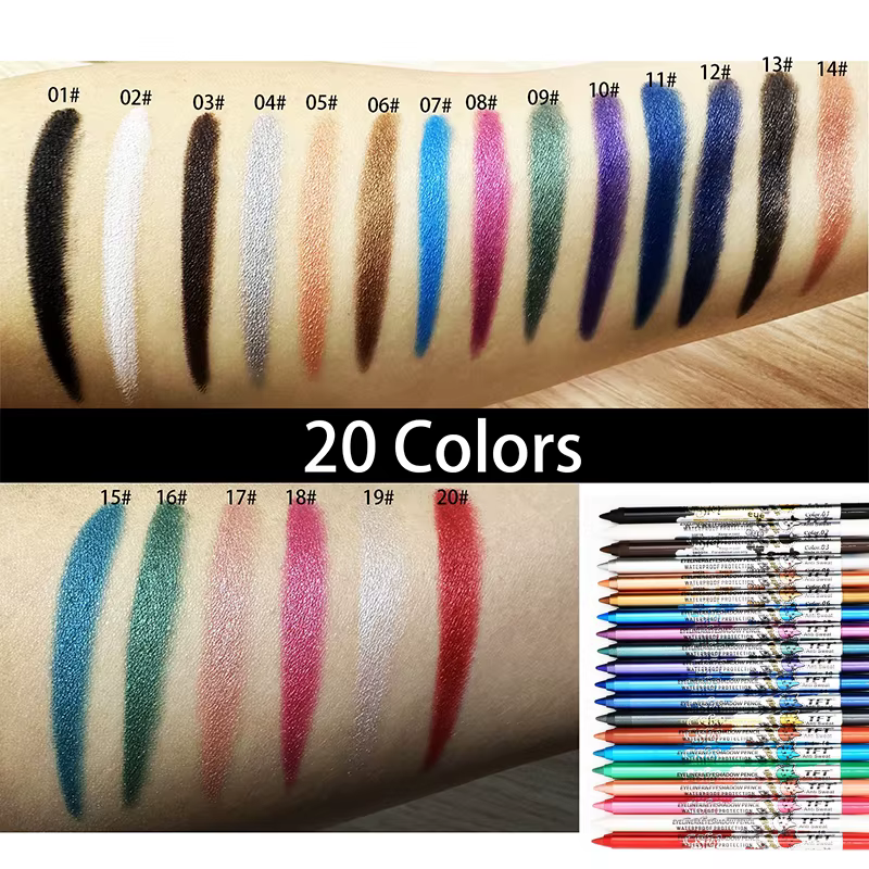 Crayon Eyeliner Bleu Imperméable Longue Durée 12 Couleurs Anti-Bavures Stylo Fard à Paupières Lisse Fini Nacré Mat Maquillage Yeux Cosmétiques