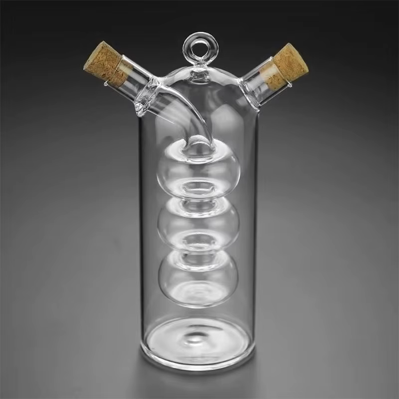 Sauce huile vinaigre bouteille en verre condiments assaisonnement scellé cuisine bouteilles de rangement pots outils de cuisine 2-en-1 Double couche bouteille