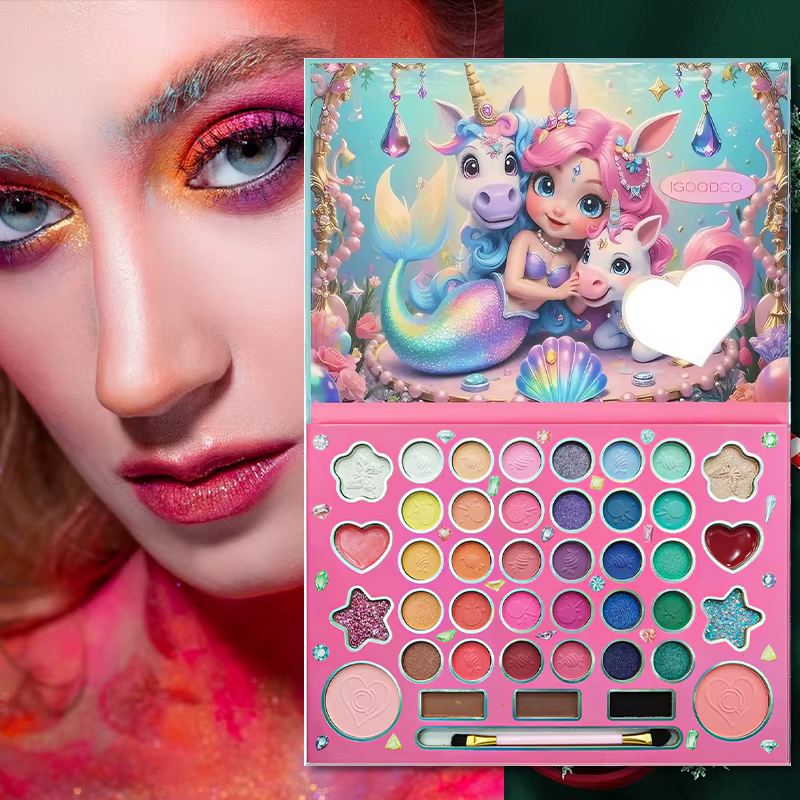 Palette de fards à paupières 41 couleurs avec pinceau double extrémité – Ensemble de maquillage pour les yeux mat et