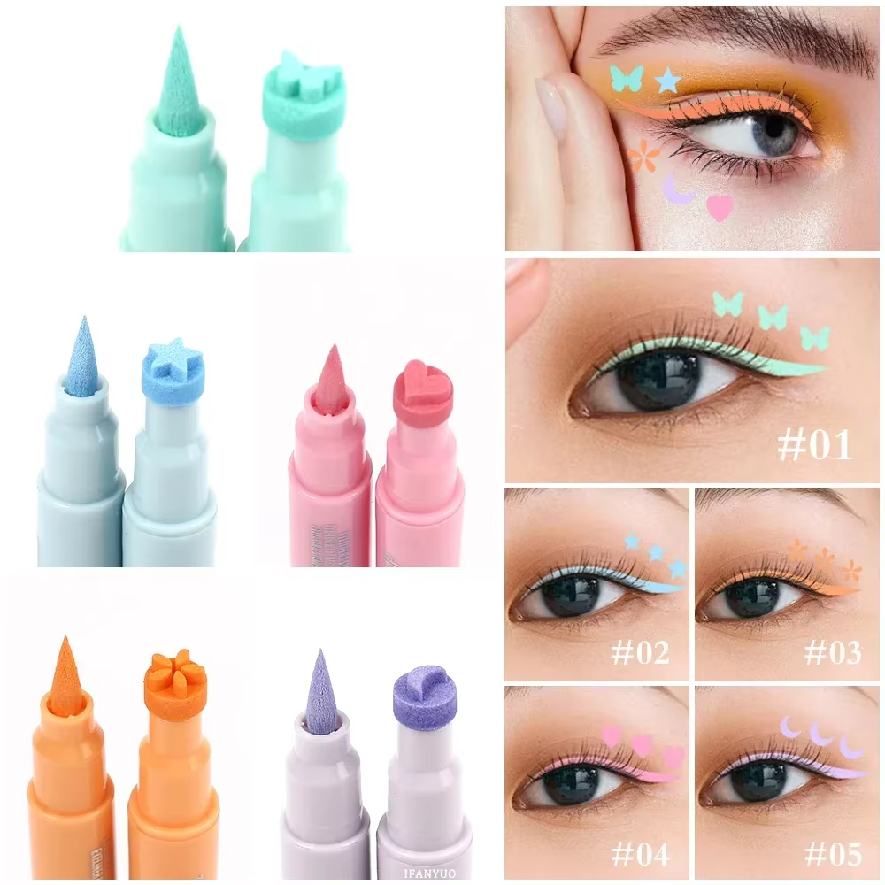 5 pièce/ensemble amour fleurs Eyeliner tampon stylo coloré rose bleu liquide