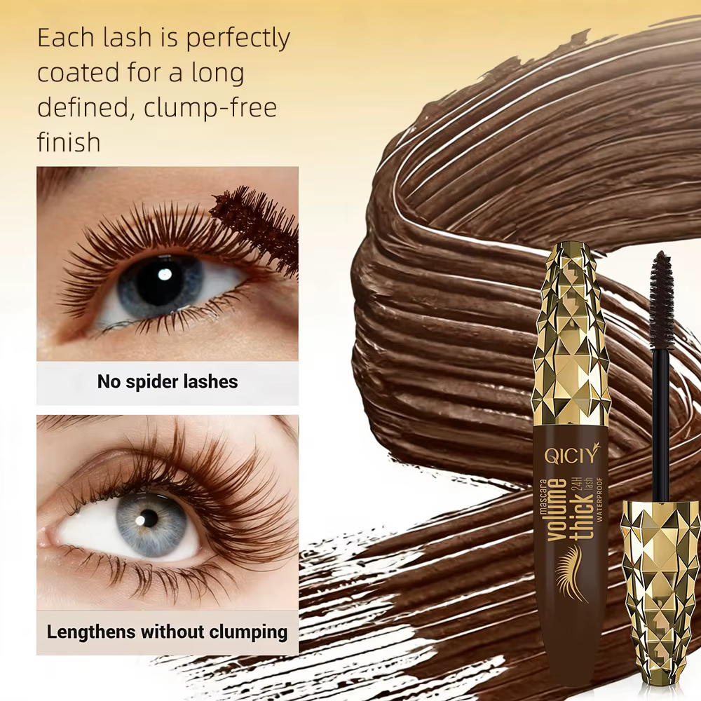 Mascara brun waterproof, épais et longue tenue, ne tache pas les cils