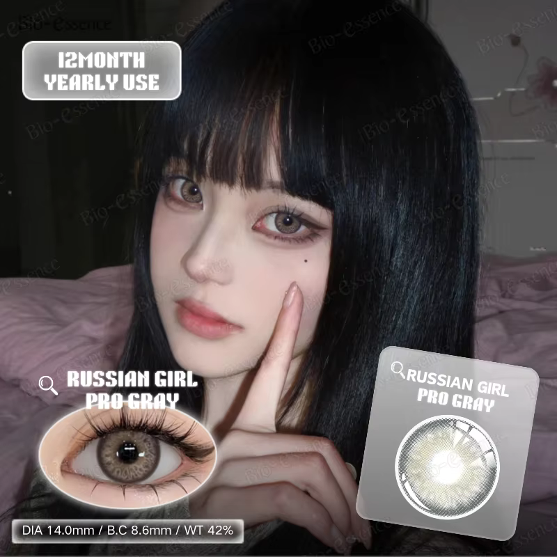 Bio-essence 1 Paire de Lentilles de Contact Colorées Grises