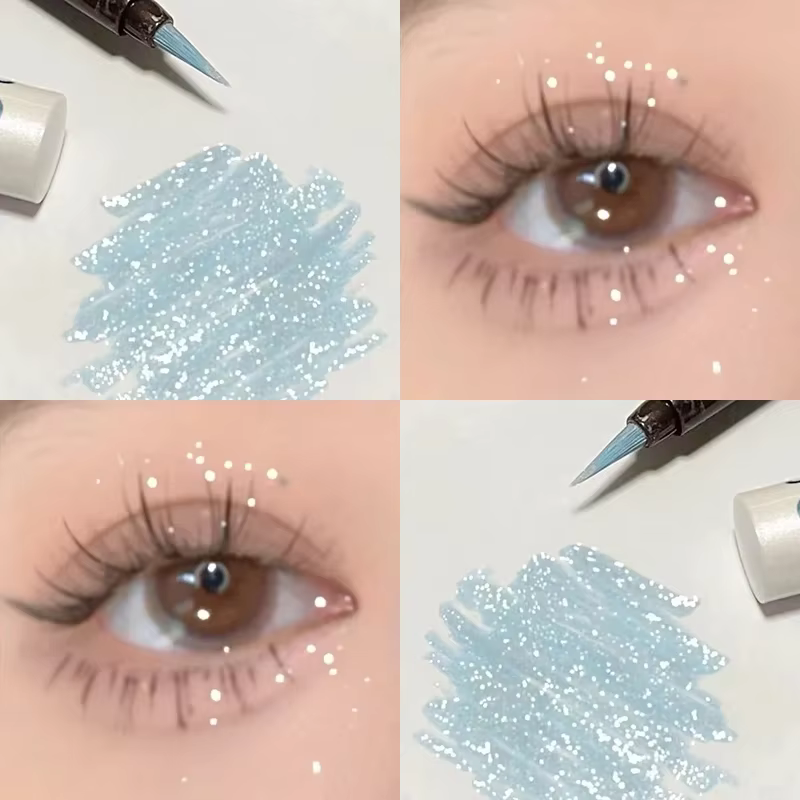 Stylo ver à soie couché à paillettes