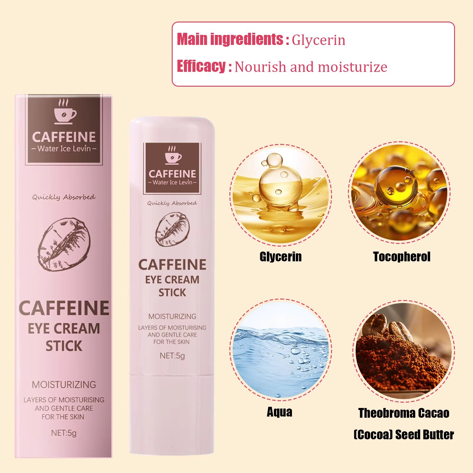 Le bâton de crème pour les yeux à la caféine nourrit la peau