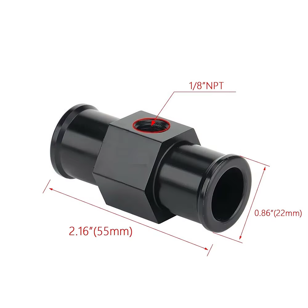 Jauge de température de l'eau noire, température du radiateur, capteur de tuyau de Joint de température de l'eau, adaptateur de tuyau 18MM 20MM 22MM 24MM