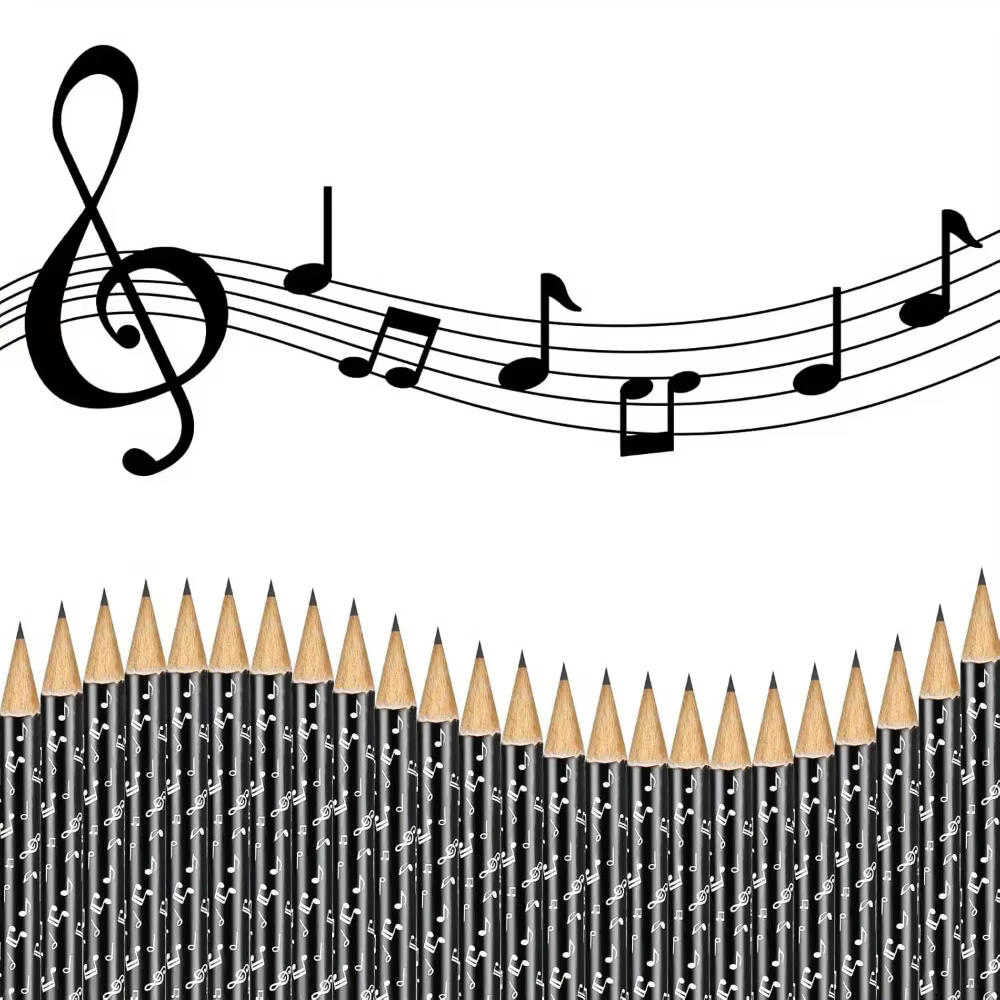Crayon en bois HB Premium avec gomme, conception de notes musicales pour dessin et écriture, cadeau idéal pour les amateurs de musique, 5 à 100 pièces