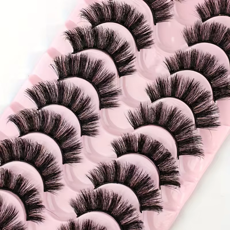 10 paires de faux cils en vison synthétique