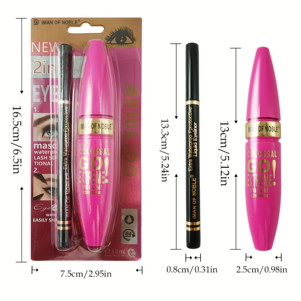 Mascara avec Eyeliner Combo noir mince ligne de dessin définition douce longue durée maquillage pour les yeux imperméable 2 pièces ensemble