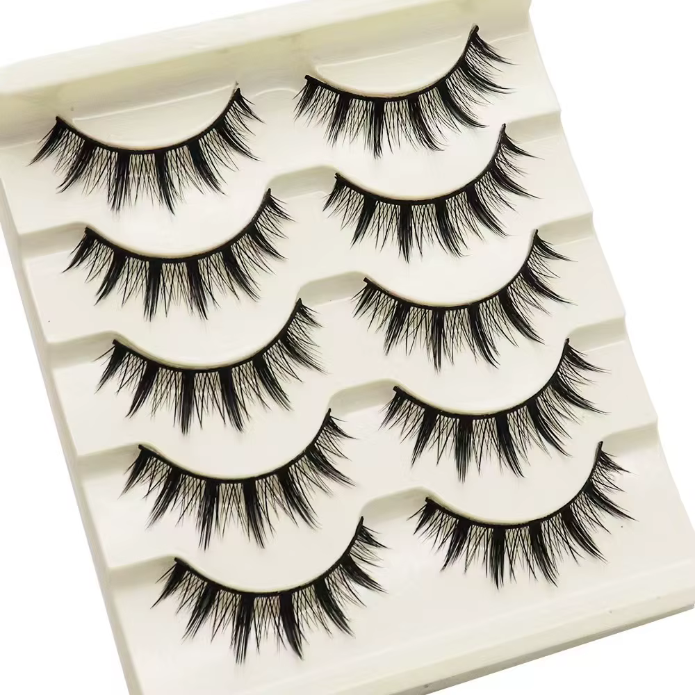 Cils noirs cils yeux de chat bande croisée faux cils naturel Long Cosplay maquillage 5 paires Extension de cils de vison Cilios