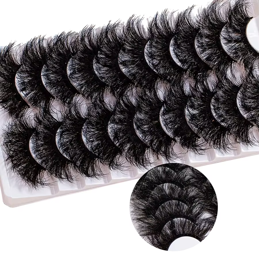 10 paires de faux cils volumineux