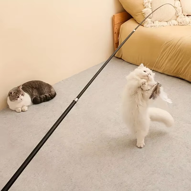 Tige télescopique pour chat à quatre sections – Extensible, à motifs de dessins animés, matériau métallique