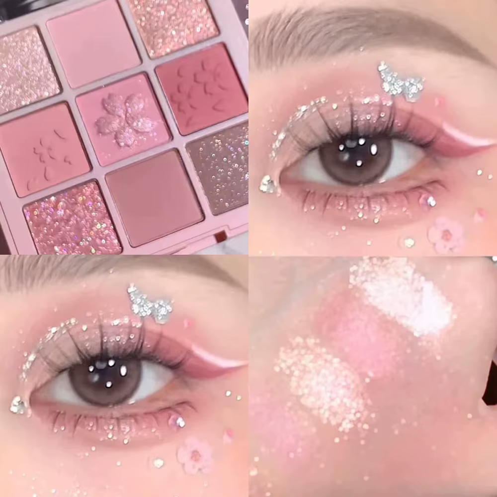 Palette de fards à paupières rose Sakura 9 couleurs
