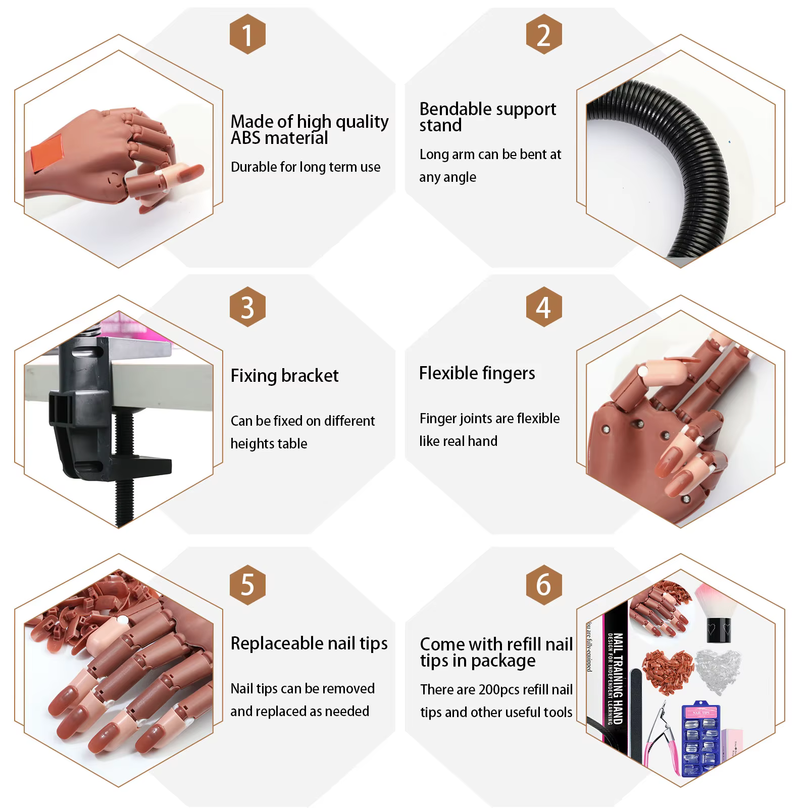 Nail Art pratique main manucure pratique doigt acrylique ongles conseils avec 100 pièces faux ongles équipement de formation des ongles outils