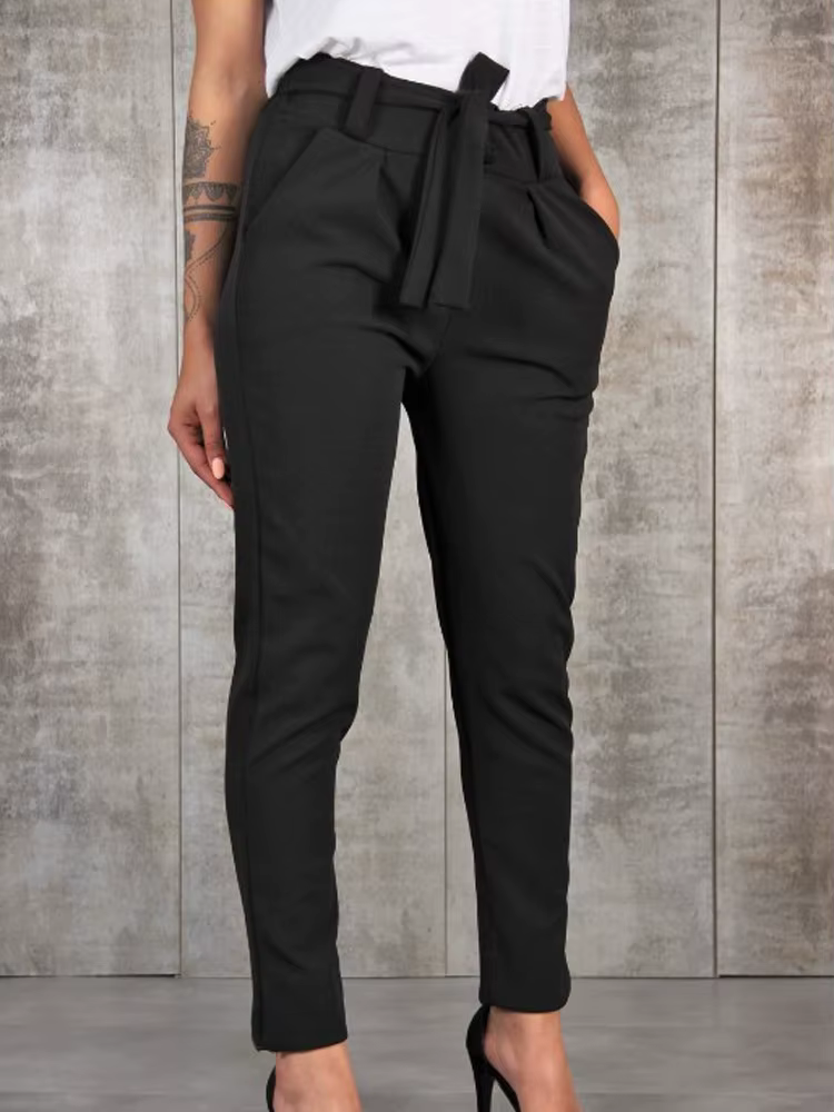Femmes crayon pantalon printemps automne taille haute poche mince solide pantalon ARJ-K03