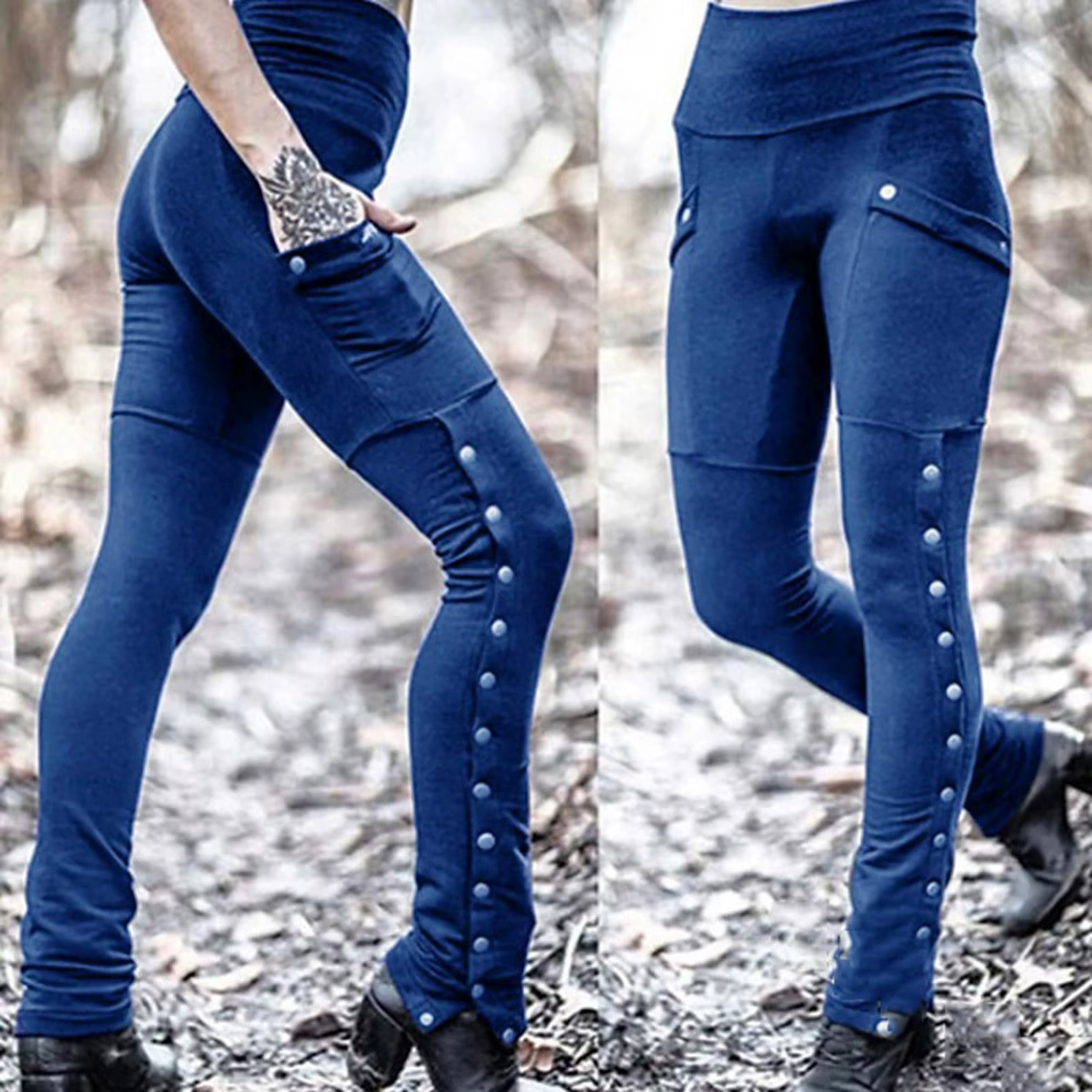 Pantalon Crayon Noir pour Femme, Style Médiéval, Gothique, Steampunk, Rivet, Leggings Slim, Mode FjSexy, Taille Haute, Denim