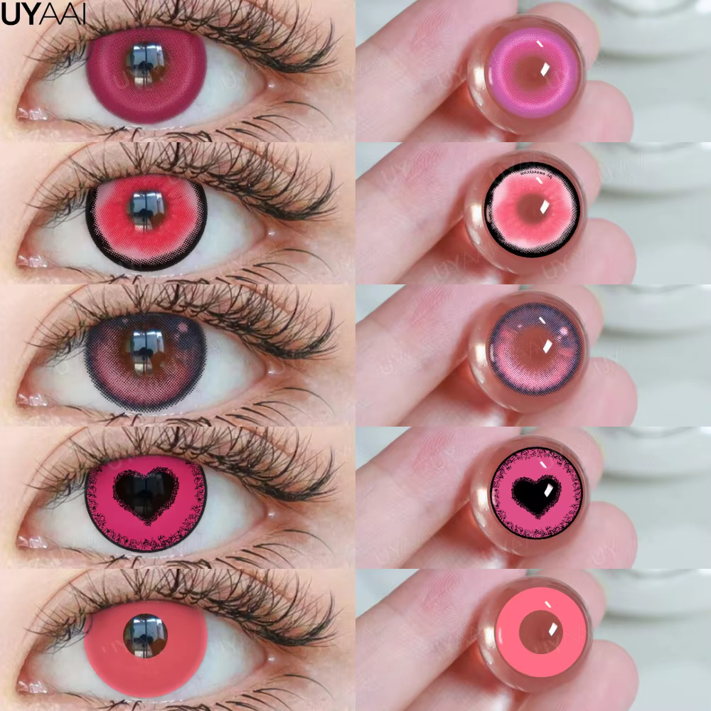 UYAAI 1 paire de lentilles de cosplay roses pour les yeux