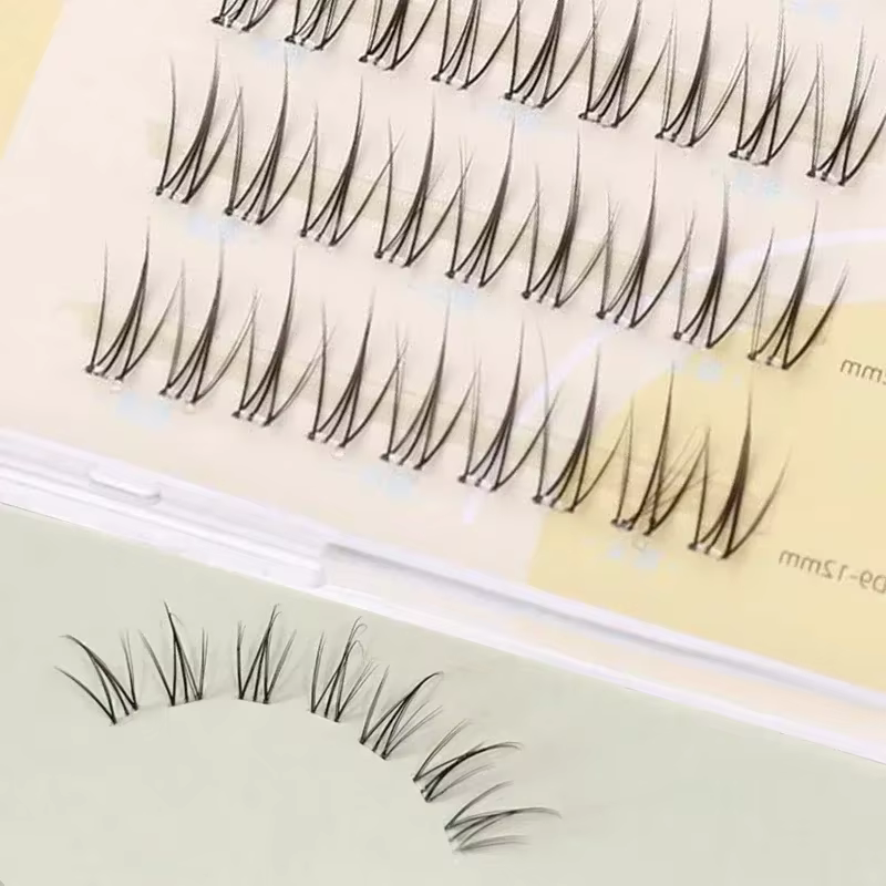 Pas besoin de colle faux cils moelleux auto-adhésif réutilisable bande transparente grappe segmentée bricolage Manga