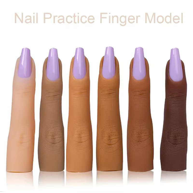 Modèle d'entraînement pour manucure, main d'entraînement en silicone pour nail art, faux doigt, embouts d'ongles naturels, présentoir à ongles DIY, outils de manucure