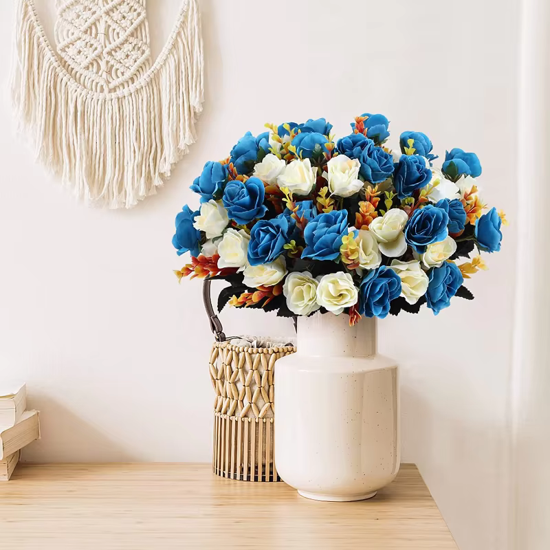 Roses artificielles pour mariage, 1 bouquet de fausses fleurs, accessoires de décoration pour la maison