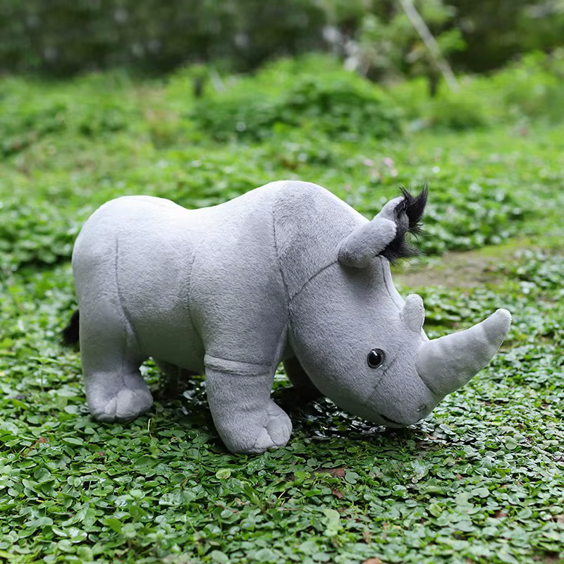 35cm vraie vie rhinocéros en peluche jouet en peluche réaliste rhinos africains animaux sauvages poupée jouets pour enfants enfants cadeau de noël décor