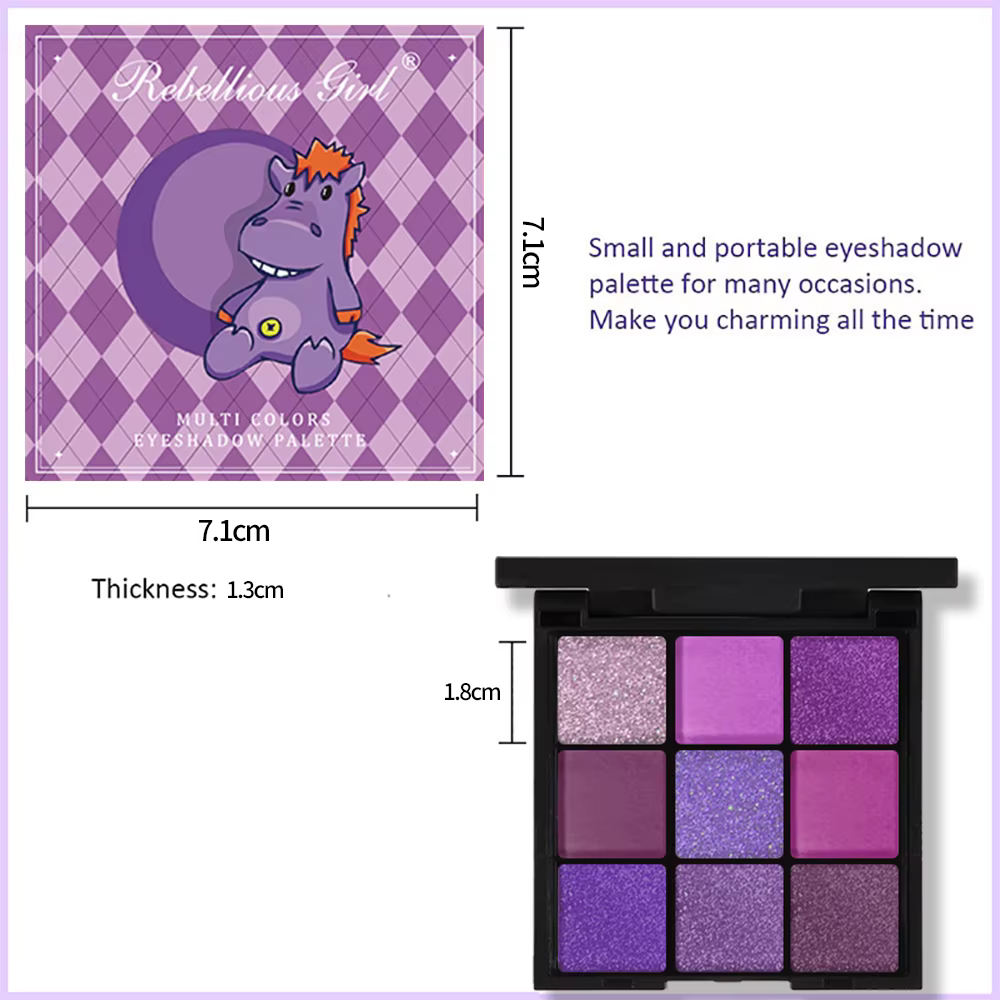 Palette de fards à paupières violet Ube 9 couleurs – finition mate et scintillante