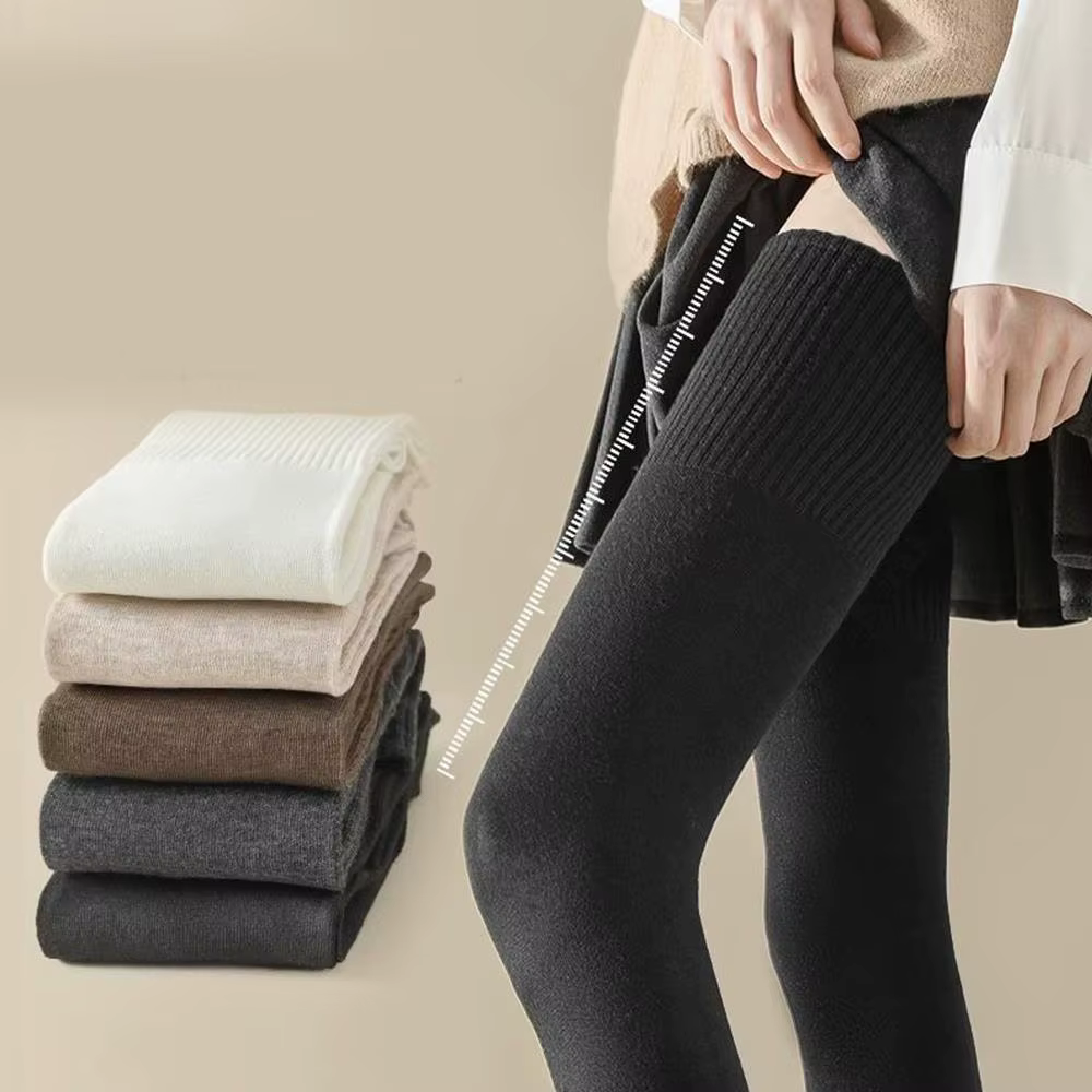 Chaussettes hautes d'hiver pour femmes, bas JK Lolita allongés de 100cm, couleur unie, au-dessus du genou, chaussettes fines en velours